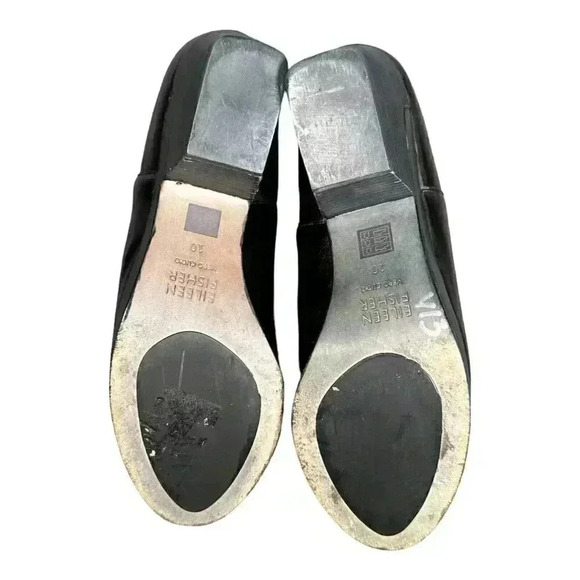 Eileen Fisher Ankle Boots Booties Black Women's 10 Stacked Heel Leather - Picture 8 of 9